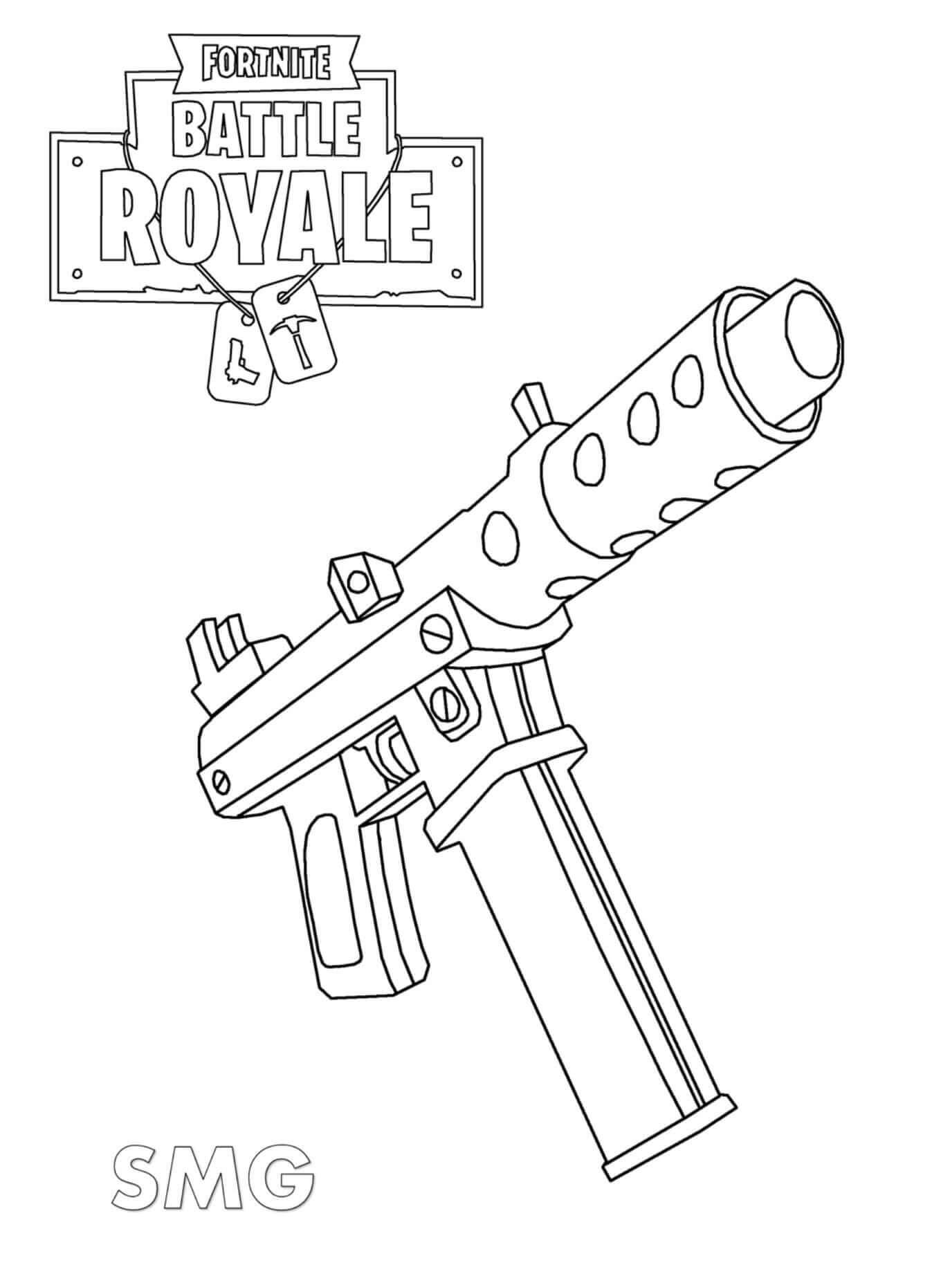 Dibujos de Pistola Ametralladora Fortnite para colorear