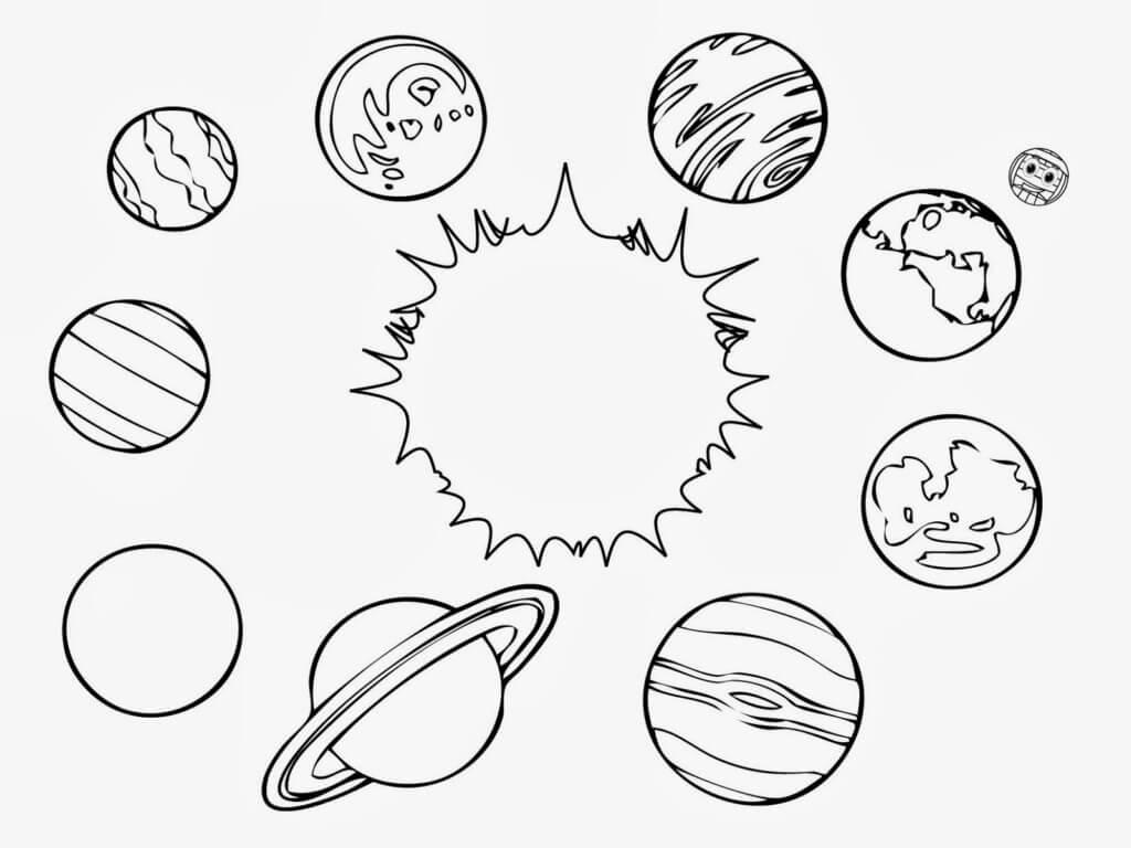 Planetas Simples en el Sistema Solar para colorir