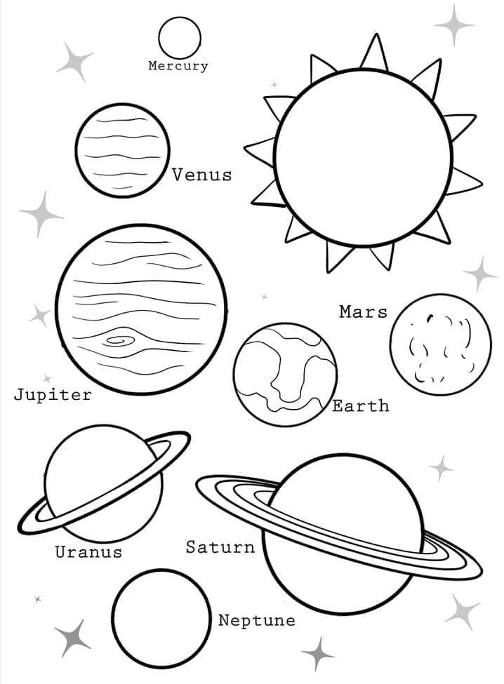 Dibujos de Planetas Simples para colorear