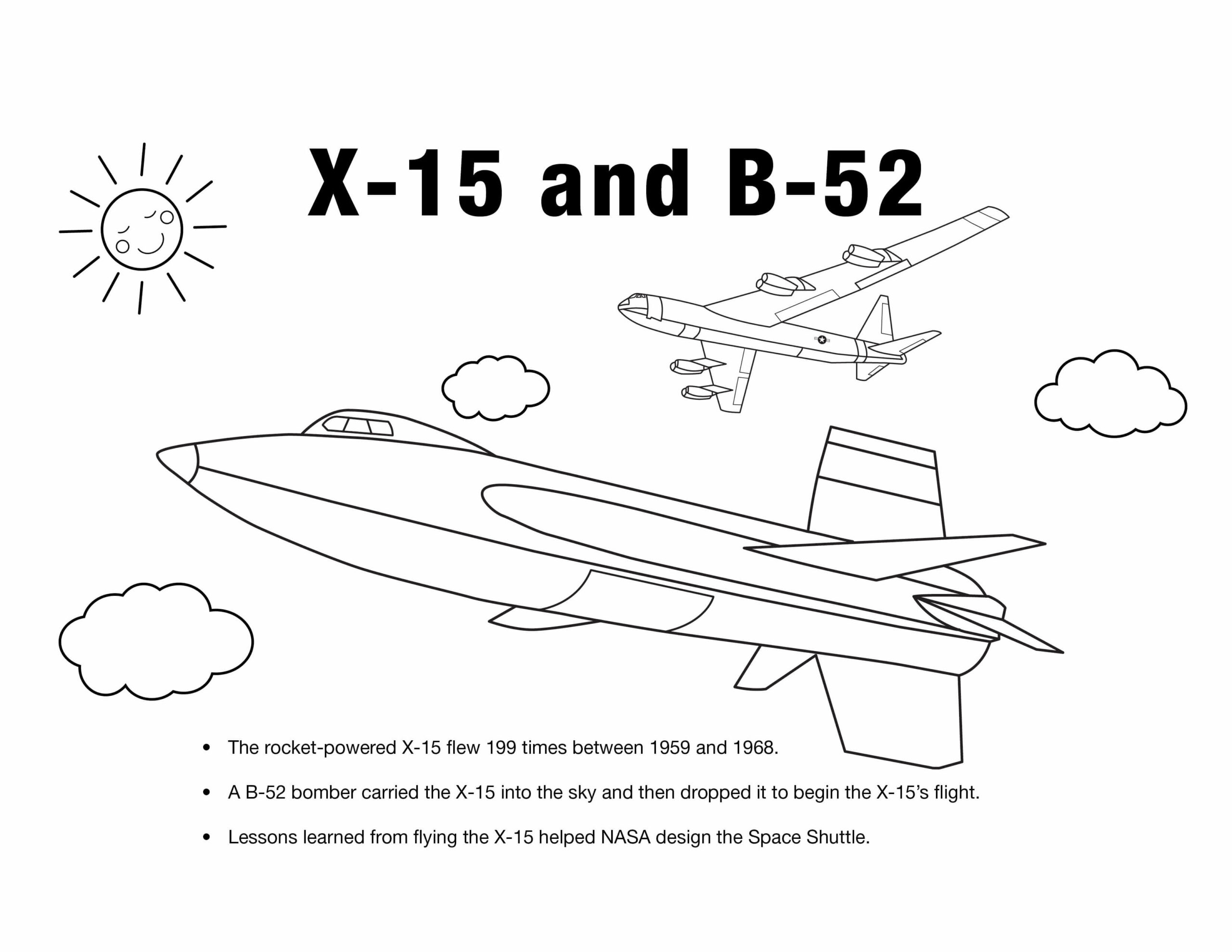 Dibujos de Planos X-15 y B-52 para colorear