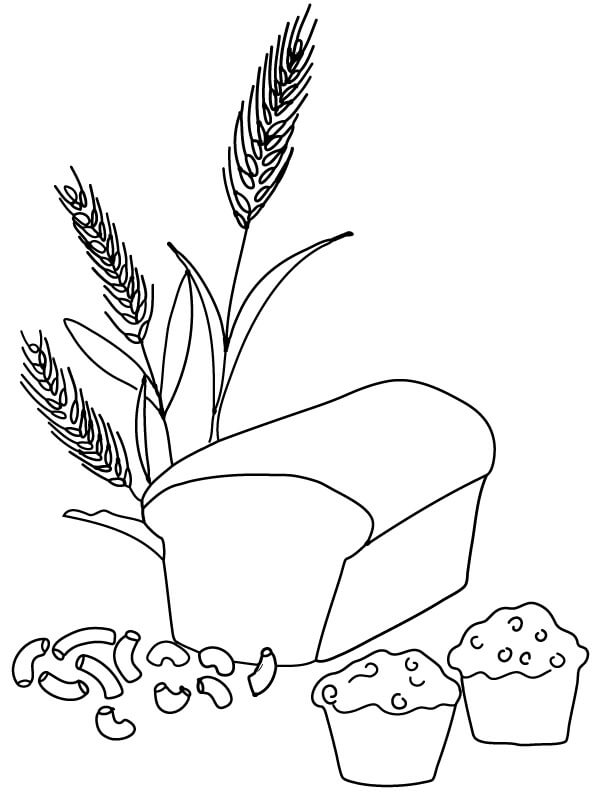 Planta de Trigo, Planta de pan y Pasteles para colorir