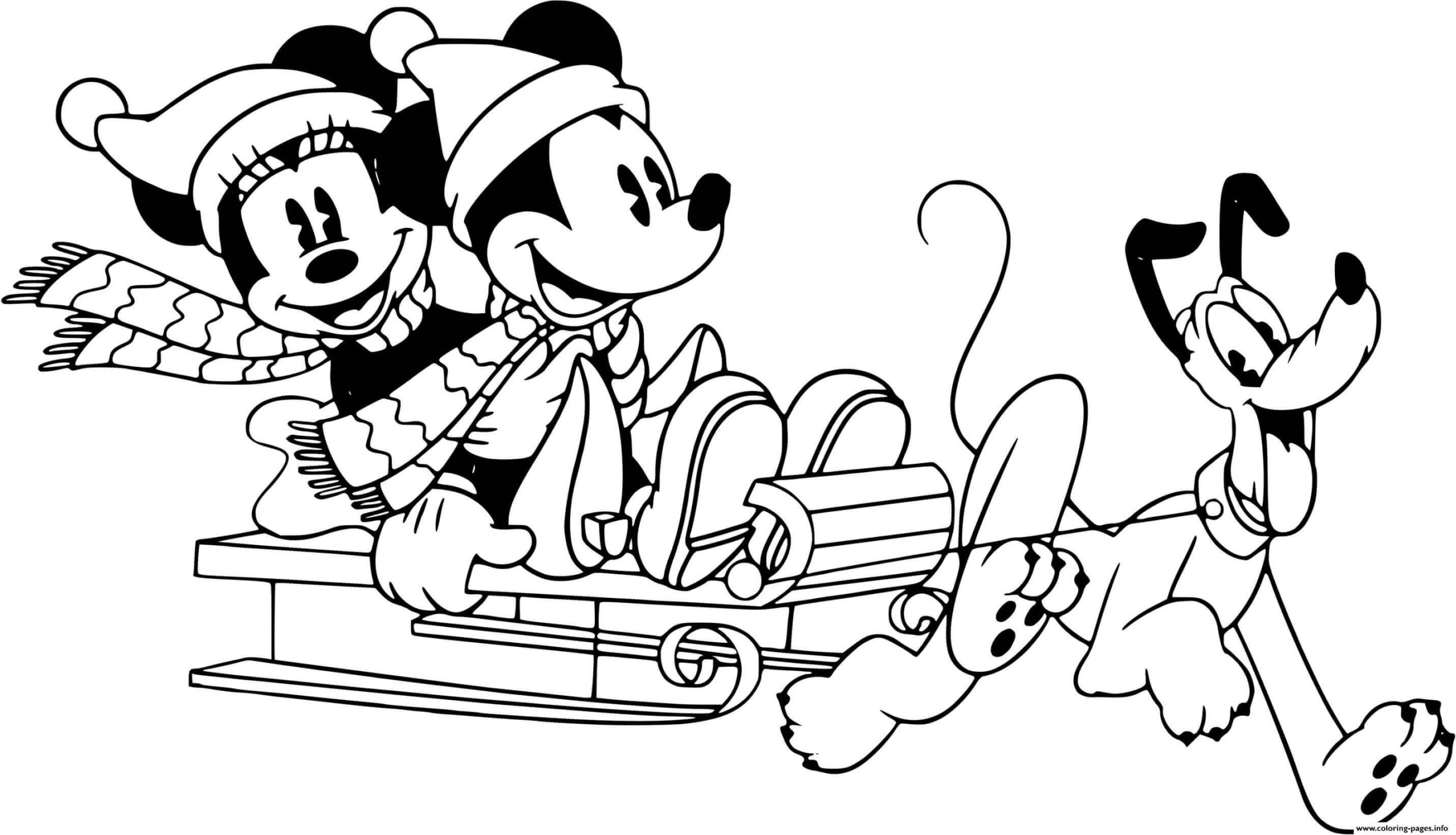 Plutón y pareja Mickey y Minnie Mouse para colorir