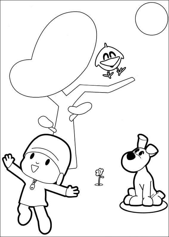 Pocoyo and Friends With Tree para colorir