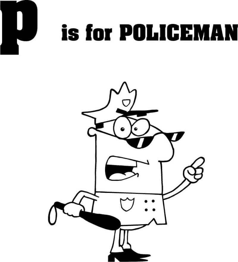 Dibujos de Policía, Letra p para colorear