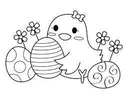 Dibujos de Pollito Tenencia Huevo de Pascua para colorear