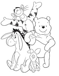 Dibujos de Pooh Abrazando a Lechón para colorear