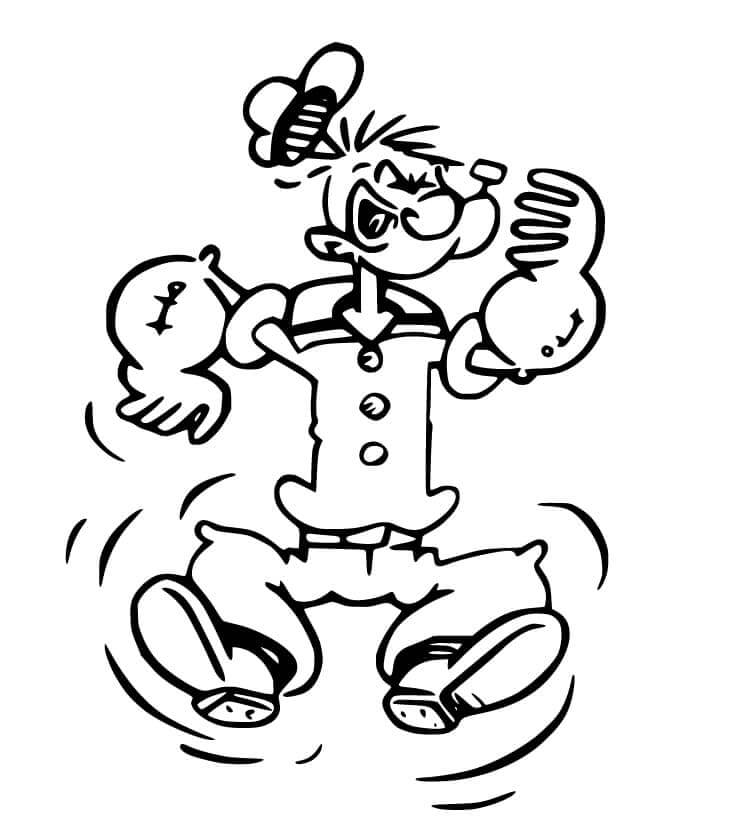 Popeye Saltando para colorir