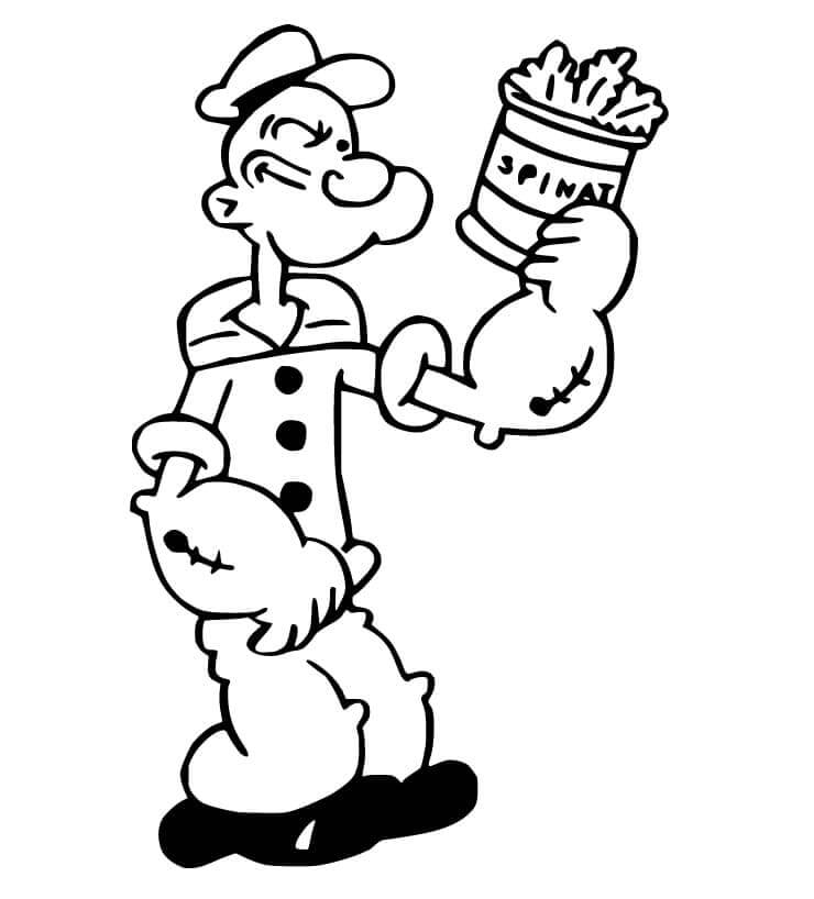 Dibujos de Popeye y Espinacas para colorear