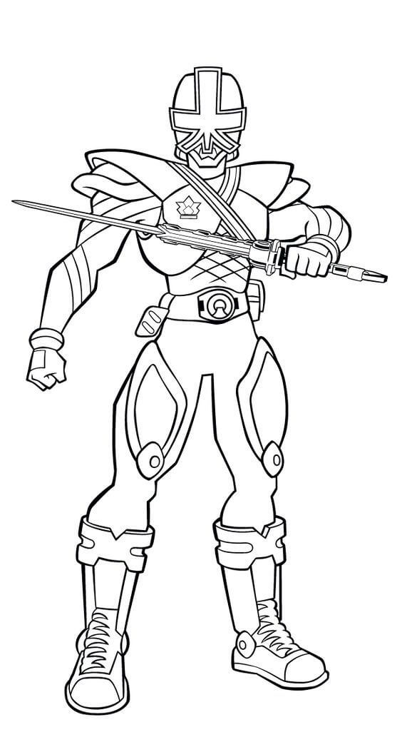 Power Ranger Samurai con Espada para colorir
