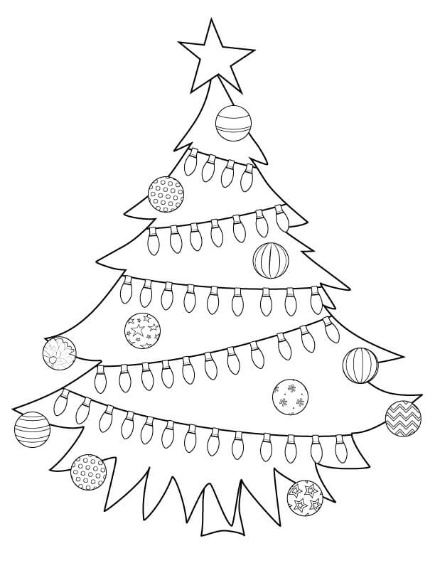 Dibujos de Precioso Árbol de Navidad para colorear