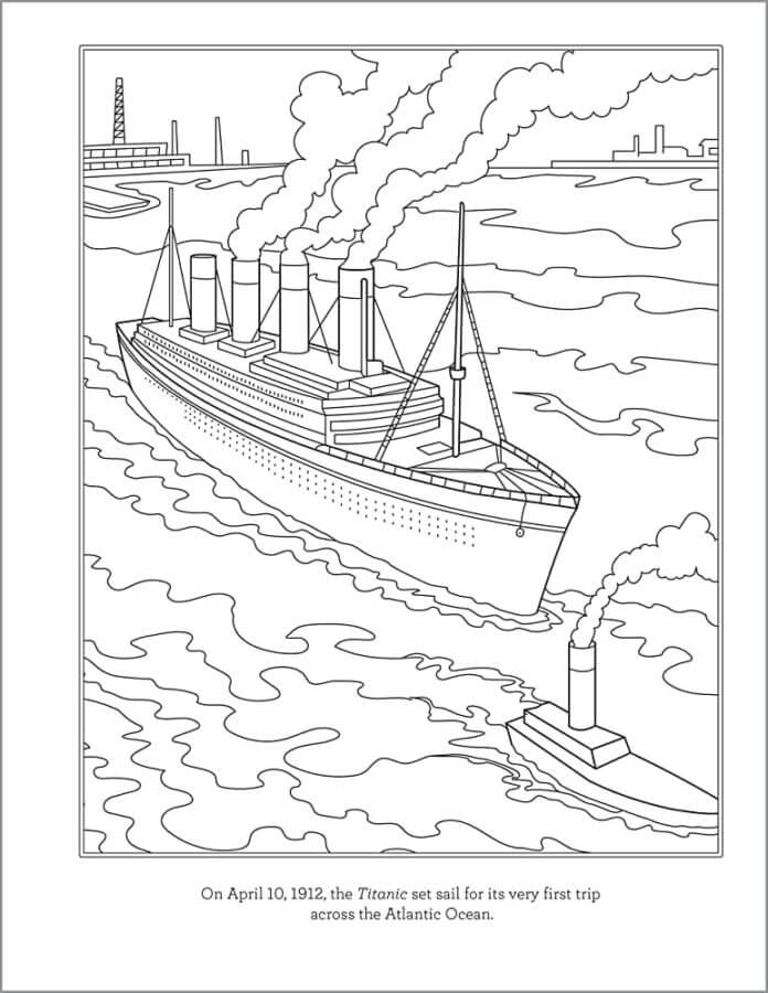 Primera Navegación Del Titanic para colorir