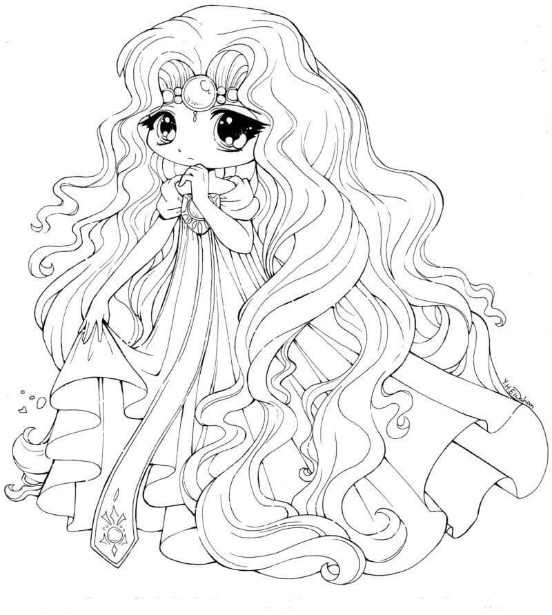 Princesa Anime para colorir