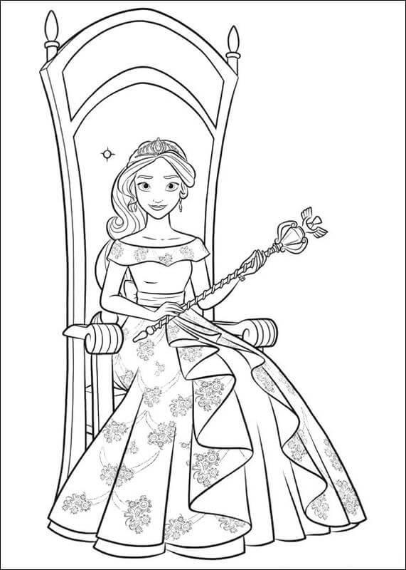 Princesa Elena Sentada en una Silla para colorir