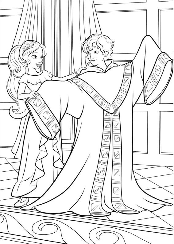 Dibujos de Princesa Elena y Mateo Sonriendo para colorear