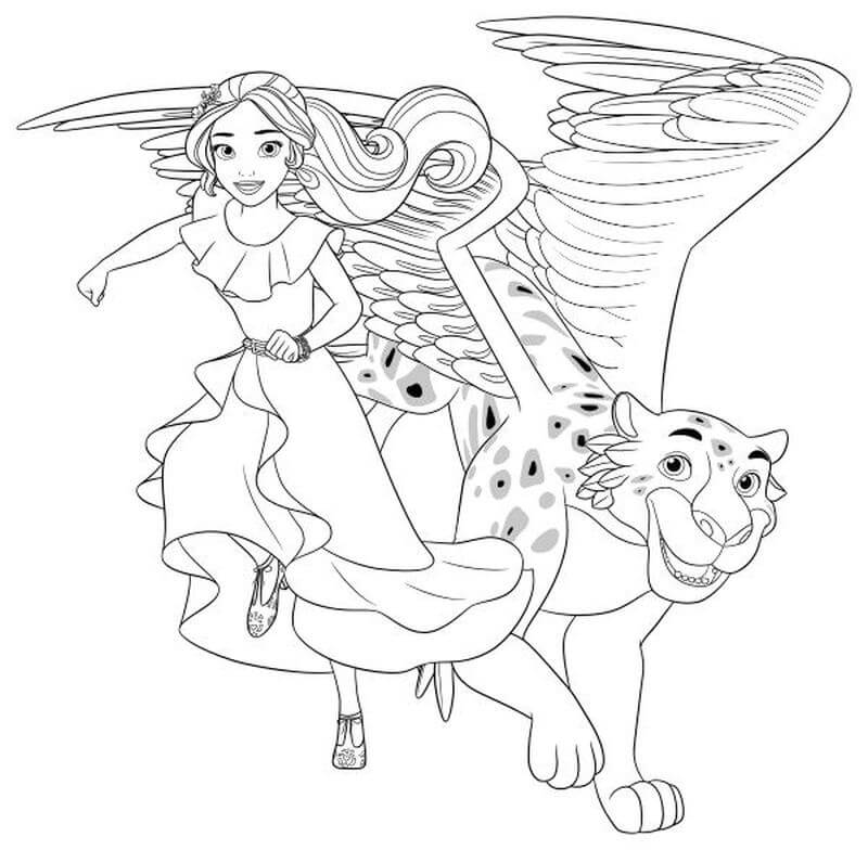 Princesa Elena y Migs para colorir