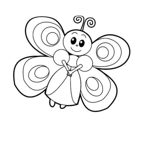 Dibujos de Princesa Mariposa Sonriendo para colorear