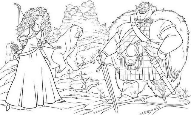 Dibujos de Princesa Mérida y Rey Fergus para colorear