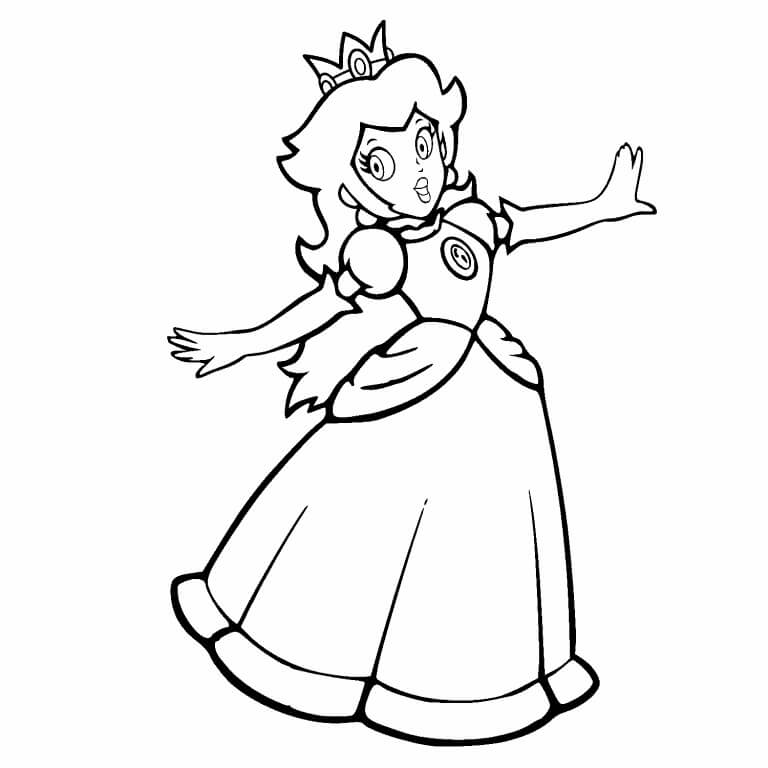 Princesa Peach Feliz para colorir