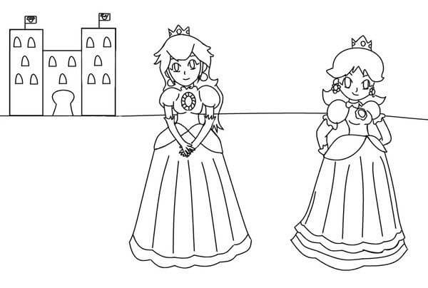 Dibujos de Princesa Peach y Daisy para colorear