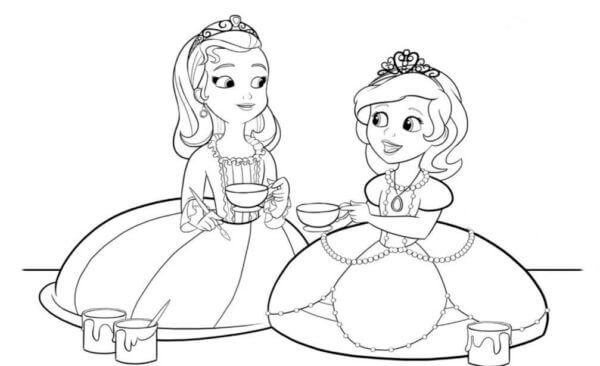 Princesa Sofía En La Fiesta Del Té para colorir