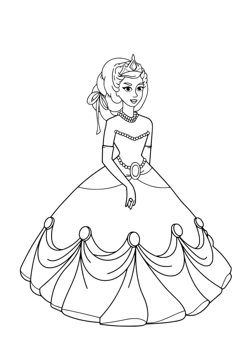 Dibujos de Princesa Vistiendo con Collar para colorear