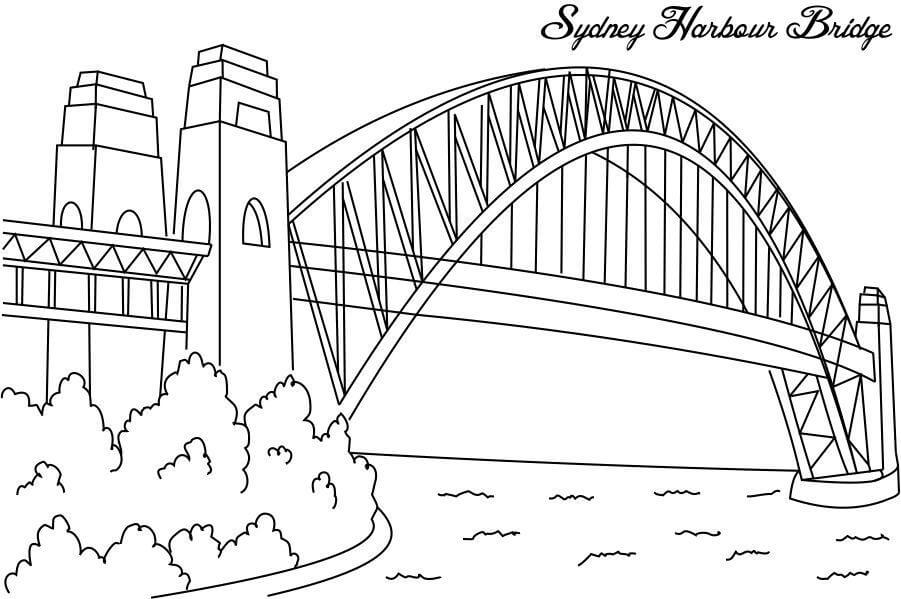Dibujos de Puente de Harbour en Sidney para colorear
