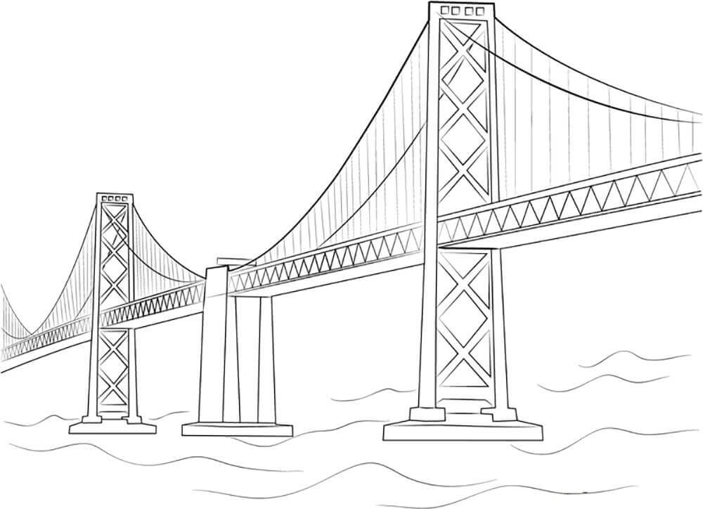 Dibujos de Puente de la Bahía de Oakland para colorear
