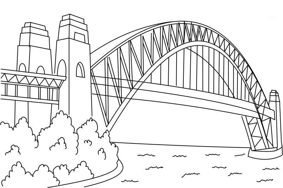 Dibujos de Puente del Puerto de Sydney Edificio para colorear