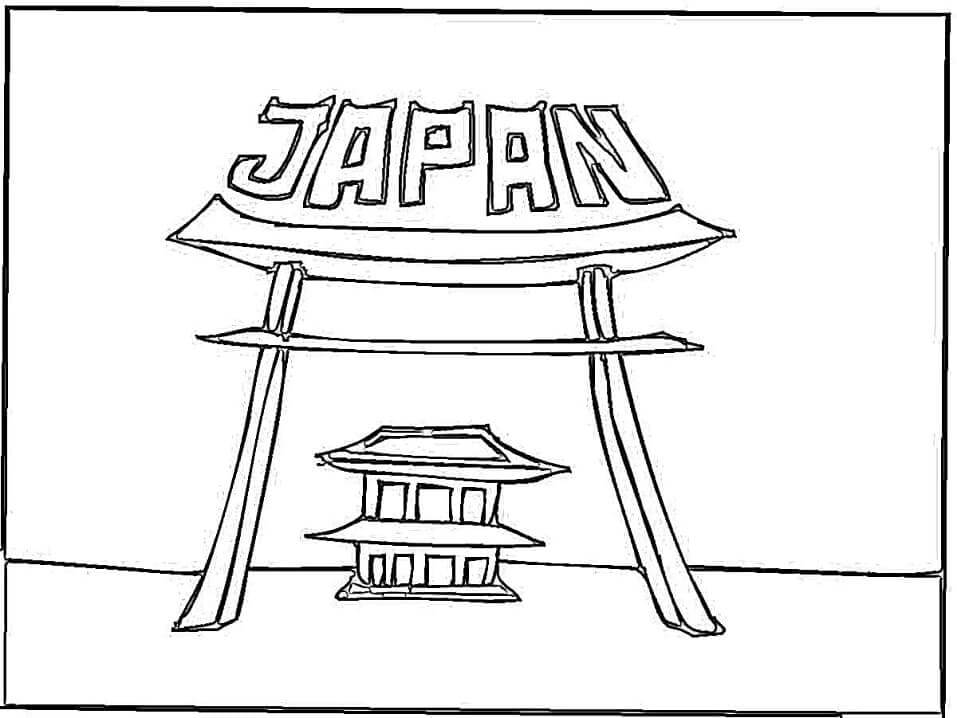 Puerta de Japón para colorir