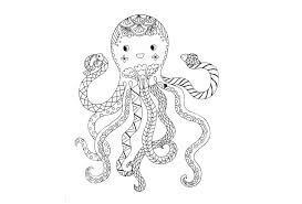 Pulpo Kawaii Zentangle para colorir