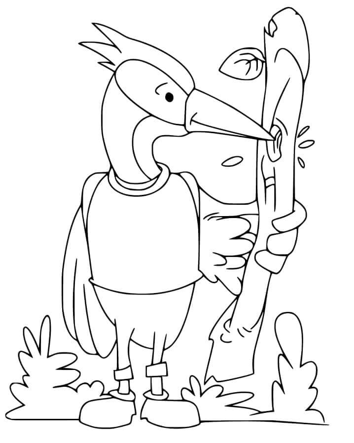 Pájaro Carpintero Animado para colorir