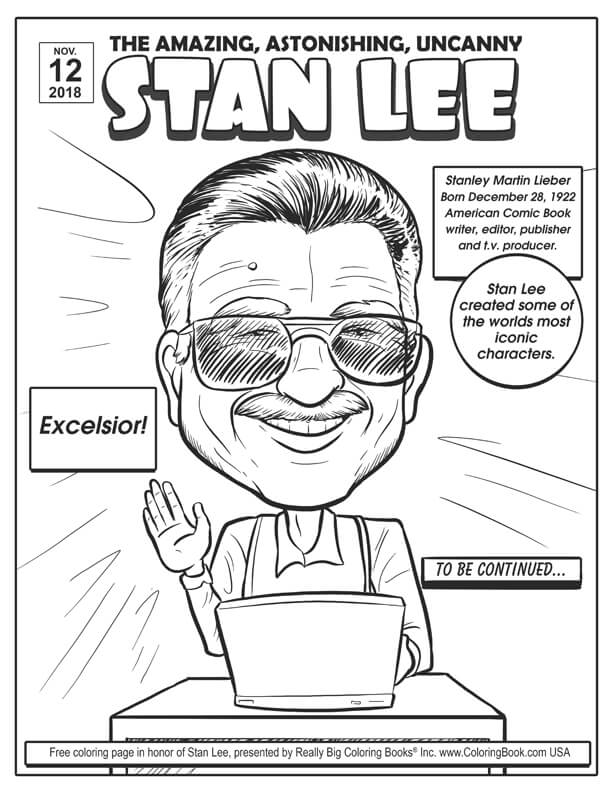 Póster Stan Lee para colorir