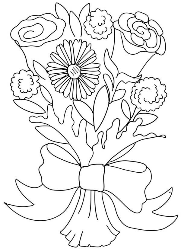 Dibujos de Ramo de Flores de Clavel para colorear