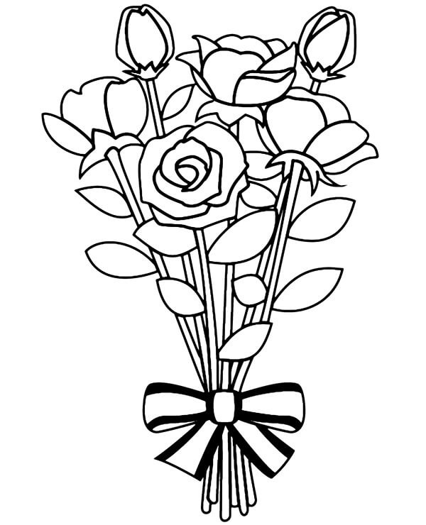 Dibujos de Ramo de Rosas para colorear