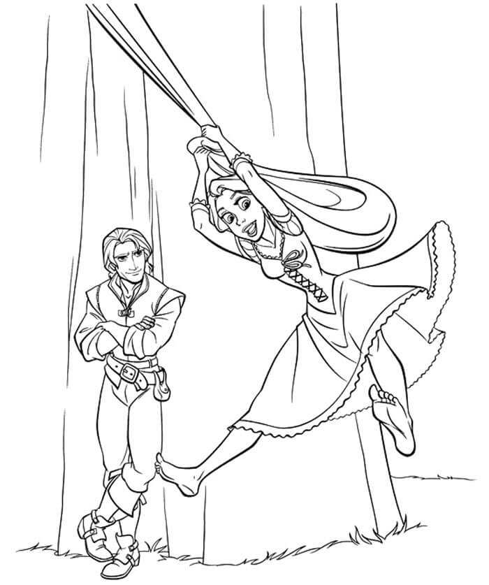 Dibujos de Rapunzel Básico y Flynn para colorear