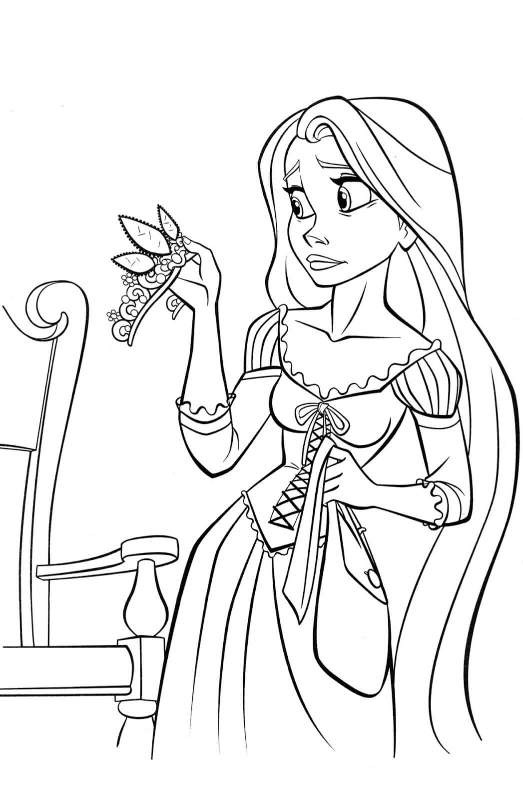 Dibujos de Rapunzel Triste para colorear