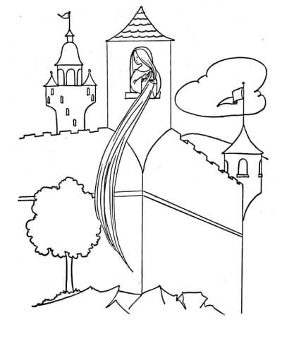 Dibujos de Rapunzel en el Castillo para colorear