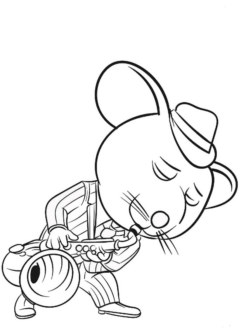 Dibujos de Ratón Tocando el Saxofón para colorear