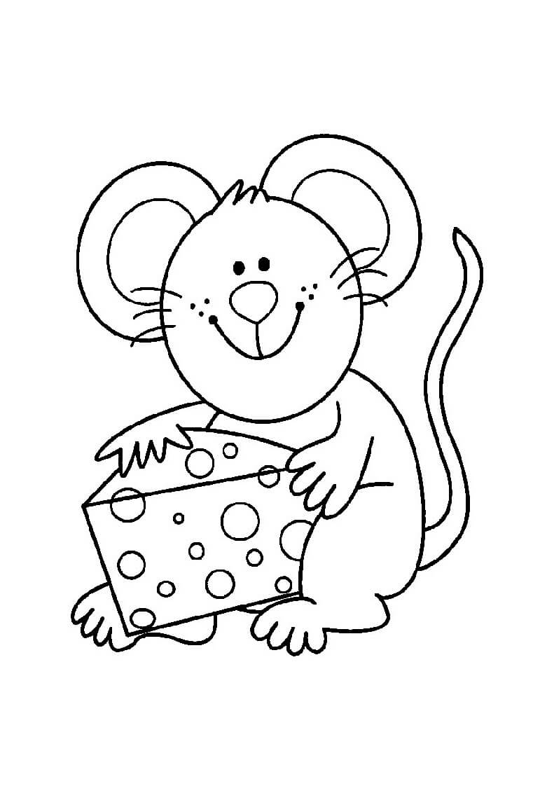 Dibujos de Ratón con Queso para colorear