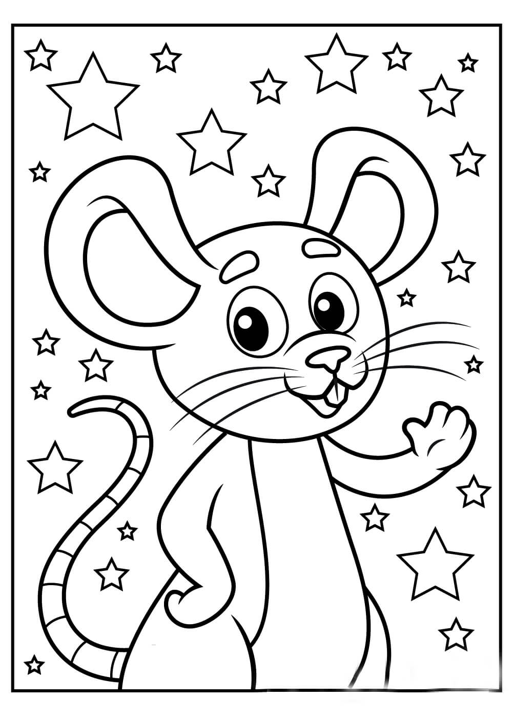 Dibujos de Ratón y Estrella para colorear
