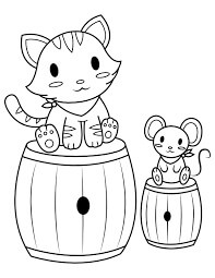Ratón y Gato para colorir