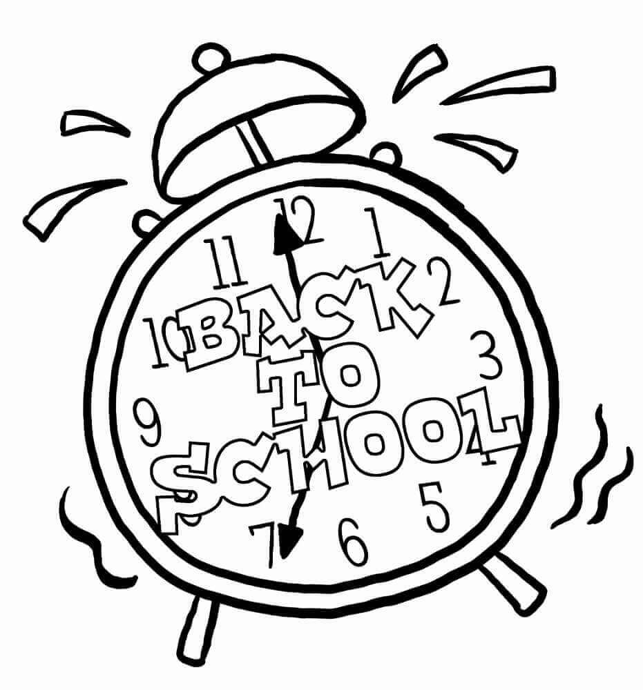 Dibujos de Reloj de Bienvenida de Regreso a la Escuela para colorear