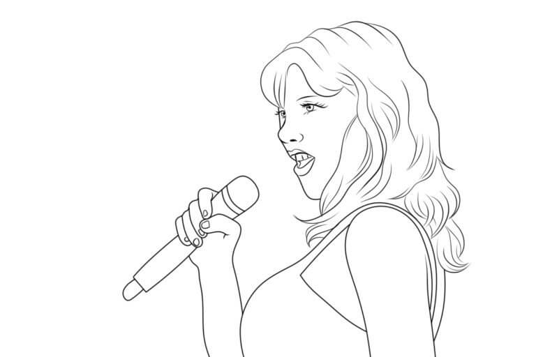 Retrato De Taylor Swift Cantando para colorir