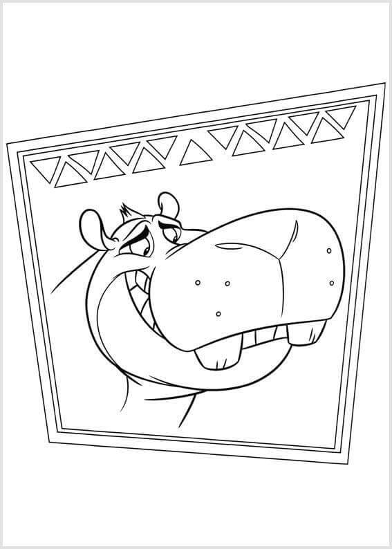 Dibujos de Retrato De Un Hipopótamo Despreocupado Beshti para colorear