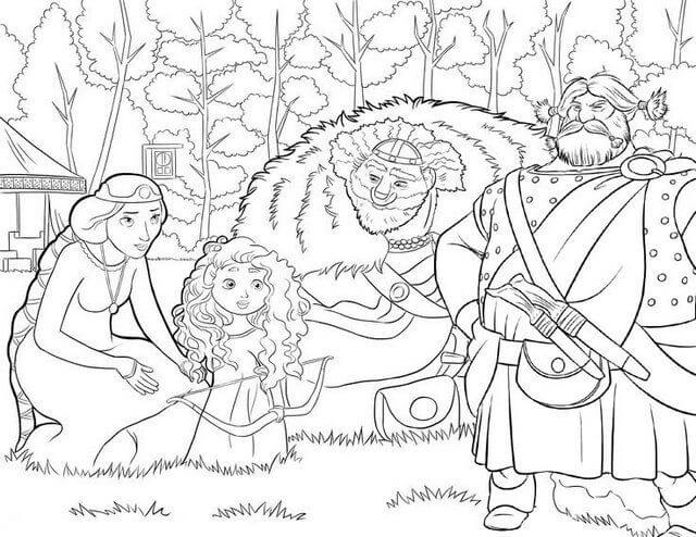 Dibujos de Rey Fergus, Reina Elinor Mérida y Lord Macguffin para colorear