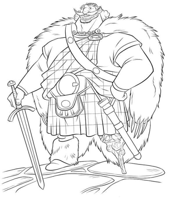 Rey Fergus Sonriente con Espada para colorir