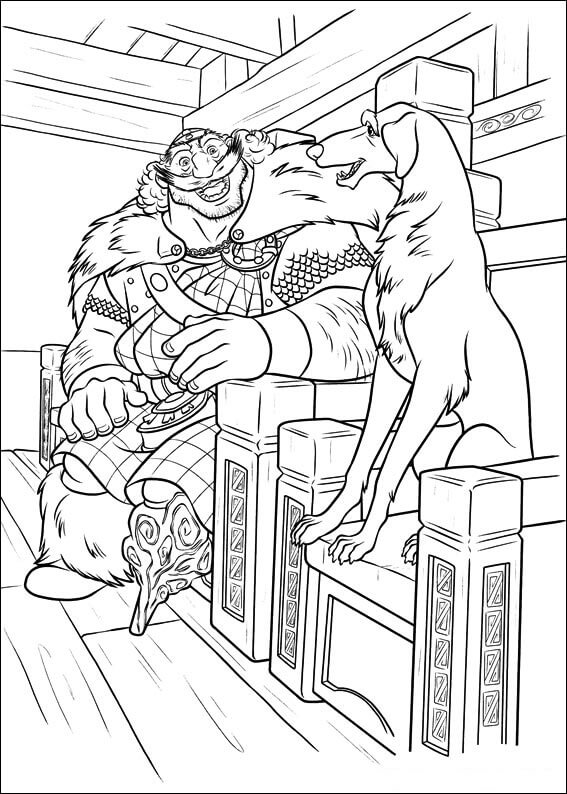 Dibujos de Rey Fergus y perro Sentado para colorear