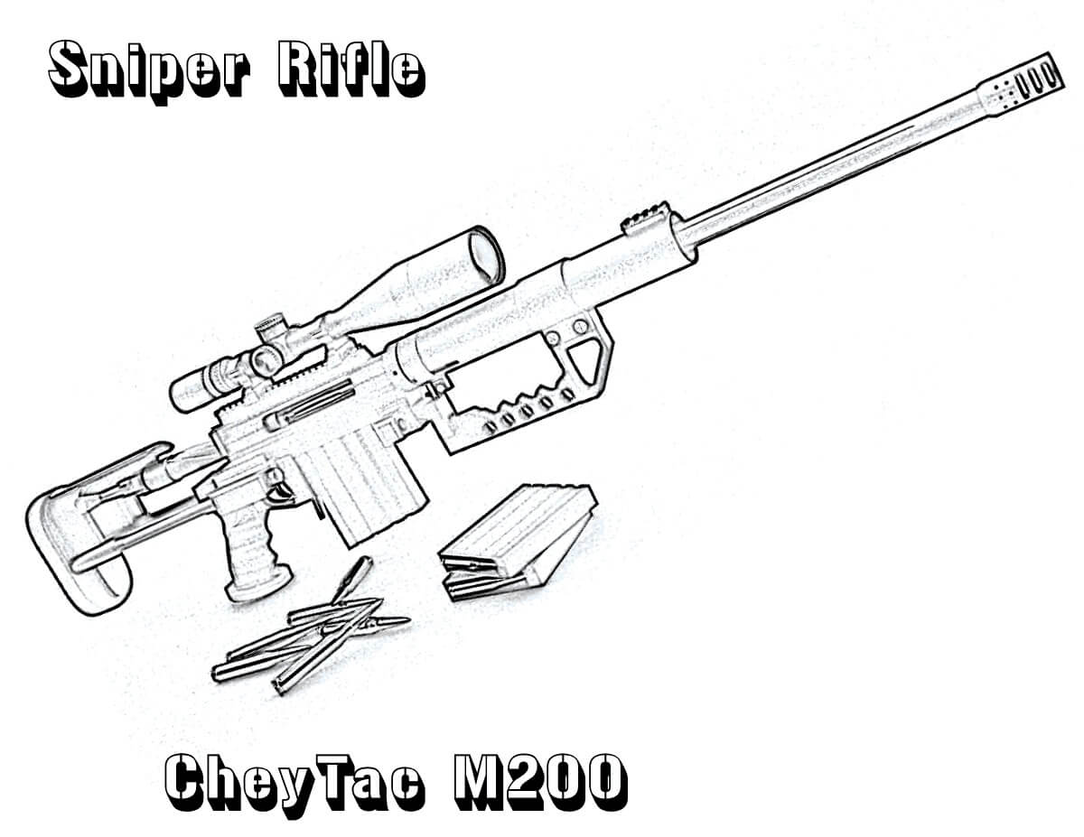 Dibujos de Rifle de Francotirador CheyTac M200 para colorear