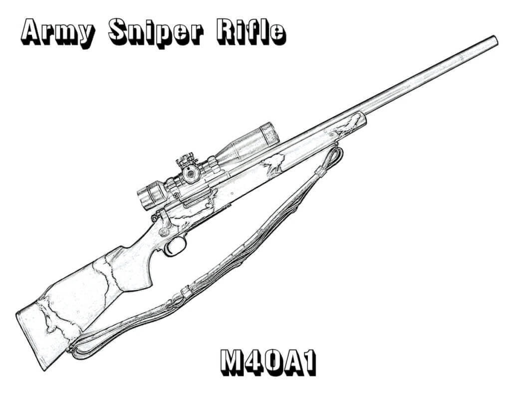Dibujos de Rifle de Francotirador del Ejército M40A1 para colorear
