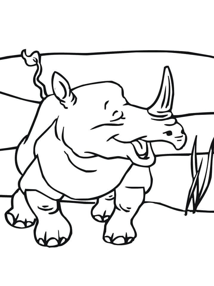 Rinoceronte Feliz para colorir